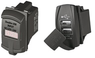 USB-Doppelbuschse und Voltmeter