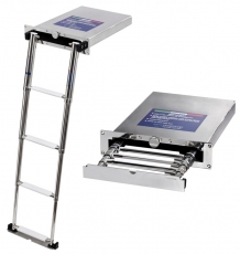 Teleskop-Badeleiter mit Box AISI 316 BBN011 Stufen 4 Typ mit Handverschluss Teleskop-Badeleiter mit Box AISI 316 BBN011 Stufen 4 Typ mit Handverschluss