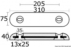 schwere Anode zum Verschrauben Lochabstand 200 mm Zink