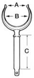 Ruderdolle aus verchromtem Messing B 53mm