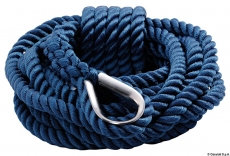 Gespleißte Festmacherleinen blau Kausche Edelstahl Leine 20mm Gespleißte Festmacherleinen blau Kausche Edelstahl Leine 20mm