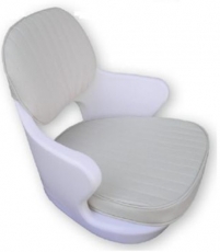 Schalensitz Kreta, weies Polyethylen, komplett mit Kissen aus grauem Vinyl