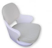 Schalensitz Kreta, weies Polyethylen, komplett mit Kissen aus grauem Vinyl