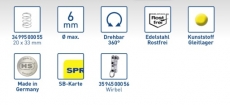 Sprenger 6mm Gleitlagerblock mit 1 Rolle und vernietetem Wirbel