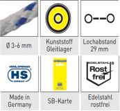 HS Sprenger Schotklemme HT08 mit Edelstahl-Grundplatte und Schotfhrung