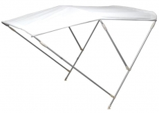 Faltbares Sonnenverdeck mit drei Bögen Farbe weiß Breite 185 195cm Faltbares Sonnenverdeck mit drei Bögen Farbe weiß Breite 185 195cm