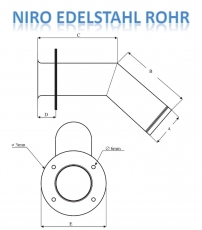 Borddurchla� Auspuff aus Edelstahl 45 Grad Gr��e 4