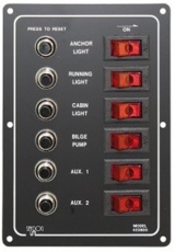 Schalterpaneel, 6-fach, vertikal, Sicherungsautomat Schalterpaneel, 6-fach, vertikal, Sicherungsautomat