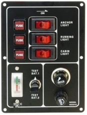 Schalterpaneel, 3-fach vertikal mit Batterietester und Zigarettenanz�nder Lindemann