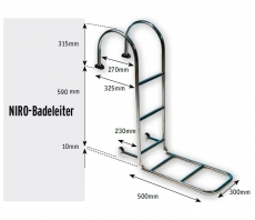 Badeleiter 5 stufig aus NIRO min. Spiegelhhe 500 mm BBN9