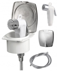 Dusche BORIS und Einbaugehäuse Edelstahl mit Schlauch Edelstahl 2,50m Dusche BORIS und Einbaugehäuse Edelstahl mit Schlauch Edelstahl 2,50m