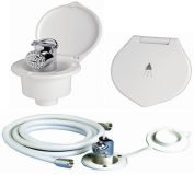 Duschbox ELEGANT wei horizontal mit Handdusche MIZAR mit PVC Schlauch 2,50m