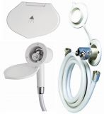 Duschbox ELEGANT wei vertikal mit Handdusche MIZAR mit PVC Schlauch 2,50m