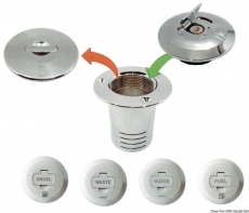 Einfllstutzen aus verchromtem Messing mit Schloss WASTE 38mm abgewinkelt 30 Grad