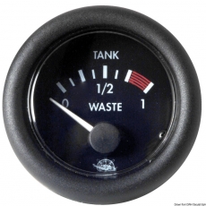 Füllstandanzeiger für Nutz- und Schmutzwassertanks Farbe schwarz 24Volt 10 bis 180 Ohm Füllstandanzeiger für Nutz- und Schmutzwassertanks Farbe schwarz 24Volt 10 bis 180 Ohm