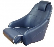 Bootssitz Flip-Up Marineblau mit weißer Kedernaht Bootssitz Flip-Up Marineblau mit weißer Kedernaht