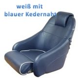 Bootssitz Flip-Up Wei mit marineblauer Kedernaht