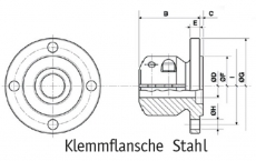 Klemmflansch aus Stahl mit Zentrierrand 30mm Welle