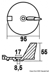 Finnanode f�r Yamaha 25/60 PS Viertakter 95mm. Aluminium