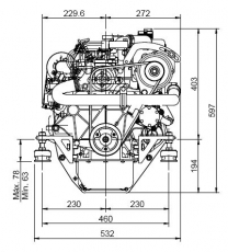Dieselmotor Sole Mini 33 mit 3 Zylindern 32 PS mit TMC 40 Wendegetriebe 2.00