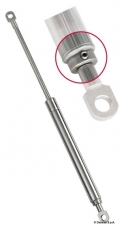 Gasdruckfeder aus Edelstahl, mit 2 Ösen, einstellbar Länge offen 272mm Gasdruckfeder aus Edelstahl, mit 2 Ösen, einstellbar Länge offen 272mm