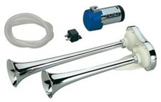2 Signalhörner elektrisch mit Kompressor 24V 390mm Länge 326 und 426Hz 111dB 2 Signalhörner elektrisch mit Kompressor 24V 390mm Länge 326 und 426Hz 111dB