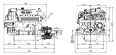 Dieselmotor Sole Mini 44 mit 4 Zylindern 42 PS mit TMC 260 Wendegetriebe 2,88