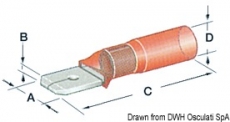 Flachstecker Faston für Kabel 1,2 bis 2,5mm vorisoliert mit Schrumpfhalterung Flachstecker Faston für Kabel 1,2 bis 2,5mm vorisoliert mit Schrumpfhalterung