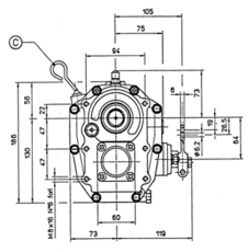 Bootswendegetriebe TECHNODRIVE TMC 40P Vorwrtsuntersetzung 1,45 bis 35PS Eingangswelle 75mm