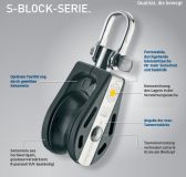 Block mit 1 Rolle, durchgehendem Bgel und Hundsfott aus der S-Block Serie
