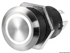 FLAT - Taster aus Edelstahl Leuchtring weiß 24V 10A Typ (ON)-OFF FLAT - Taster aus Edelstahl Leuchtring weiß 24V 10A Typ (ON)-OFF