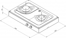 2-flammiger Gaskocher aus Niro im Aufbaugehuse