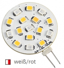 SMD LED-Glühbirne, zweifarbig. Mit G4 Lampensockel weiß/rot 24V SMD LED-Glühbirne, zweifarbig. Mit G4 Lampensockel weiß/rot 24V