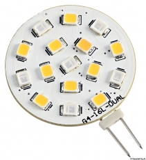 SMD LED-Glühbirne, zweifarbig. Mit G4 Lampensockel weiß/rot 24V SMD LED-Glühbirne, zweifarbig. Mit G4 Lampensockel weiß/rot 24V