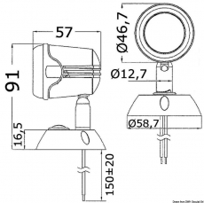 Schwenkbare Leuchte, wei HI-POWER LED 12 und 24 V 1,32W