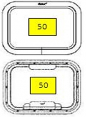 OPAL Bull-Augen Rechteckig Modell 50 Aussenma 369 x 273mm