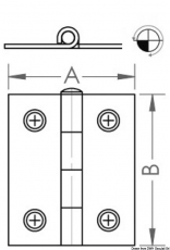 Scharnier aus VA-Stahl, poliert 40x40mm