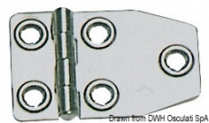 Scharnier AISI316, Stärke 1,5 mm poliert 73x46 mm Scharnier AISI316, Stärke 1,5 mm poliert 73x46 mm