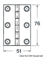 Scharnier VA-Stahl rechteckig 8 Innengewinde 76x51mm Scharnier VA-Stahl rechteckig 8 Innengewinde 76x51mm