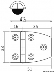 Scharnier rostfreiem Stahl, 51,5x27 mm Strke 1,7mm