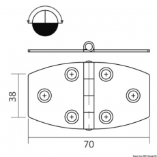 Scharnier rostfreiem Stahl 70x38 mm Strke 1,7mm