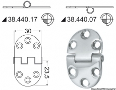 Scharnier Edelstahl herausragender Kern 47x30 mm Scharnier Edelstahl herausragender Kern 47x30 mm