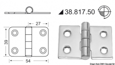 Scharnier Edelstahl herausragender Kern 54x39 mm