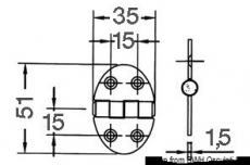 Schanier, oval 35x51 mm Schraubenbefestigung 1,5 mm