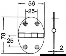 Schanier, oval 78x56 mm Schraubenbefestigung 3 mm