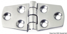 Edelstahlscharnier, AISI 316 Stärke 5 mm 38x74mm Edelstahlscharnier, AISI 316 Stärke 5 mm 38x74mm