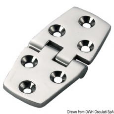 Edelstahlscharnier, AISI 316 Stärke 5 mm 38x74mm ohne Ausladung Kern Edelstahlscharnier, AISI 316 Stärke 5 mm 38x74mm ohne Ausladung Kern