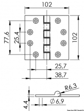 Feinguss-Scharnier 102x102x4 mm