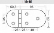 Scharnier verchromten hochglanzpolierten Inox Stahl 316 Typ B 95 Grad AISI 316 145x65 mm