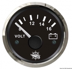 Voltmeter 8 bis 16 V Anzeige Anzeige schwarz Blende poliert Voltmeter 8 bis 16 V Anzeige Anzeige schwarz Blende poliert